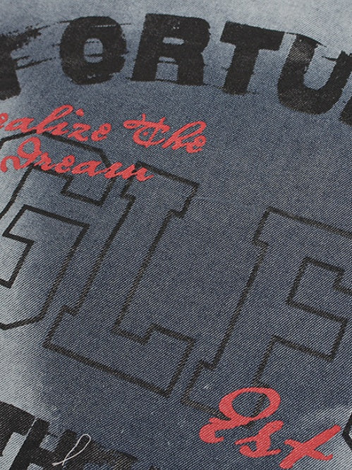 Washed Inkjet Printing Monkey Denim T-shirts - Image 3