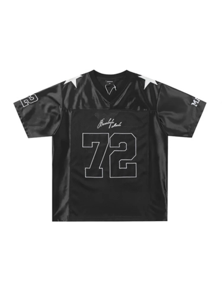 Applique Loose-fit Embroidery Letter T-shirts - Image 3