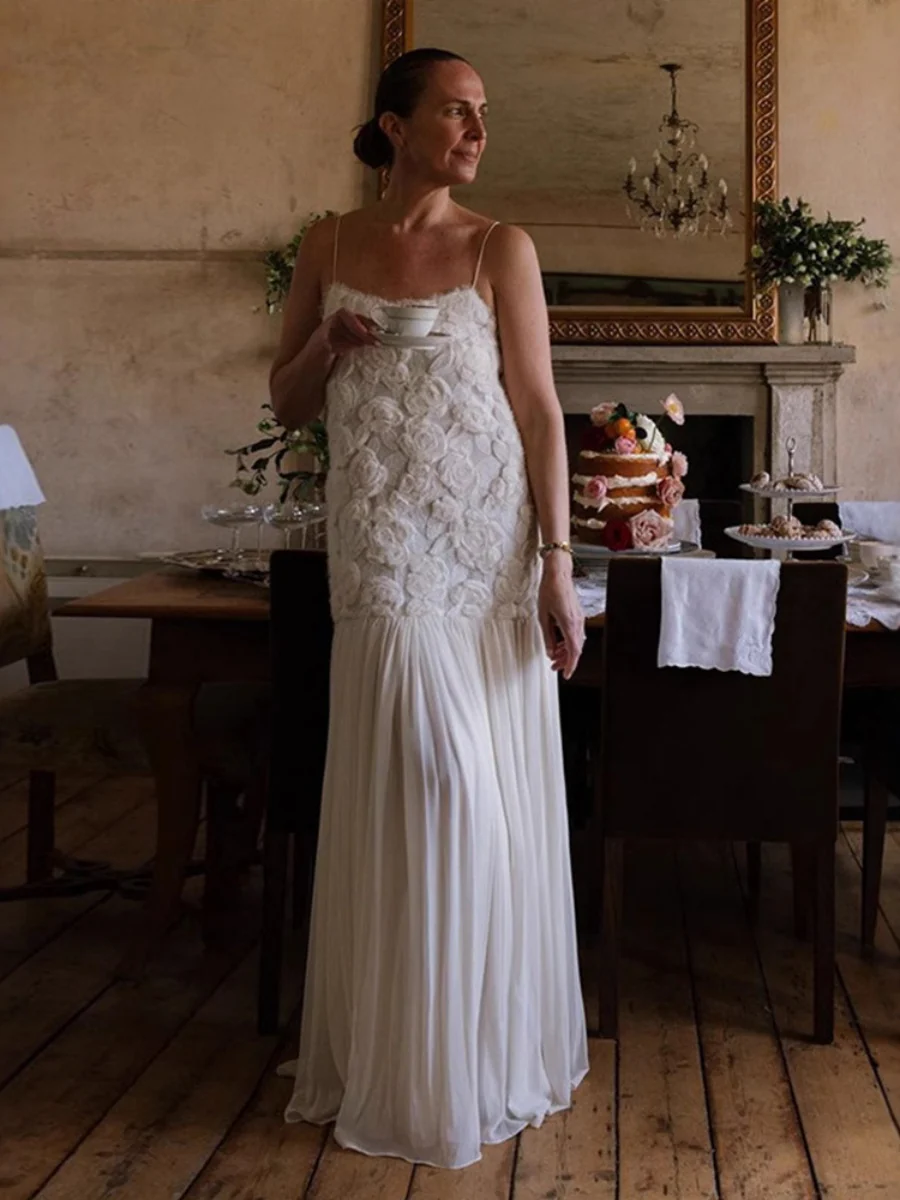 Sleeveless Floral Embellished Spaghetti Strap Maxi Dress - Image 3
