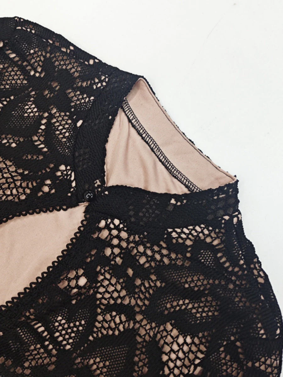 Lace Cutout Bodycon Bell Sleeves Mini&Short Dresses - Image 19