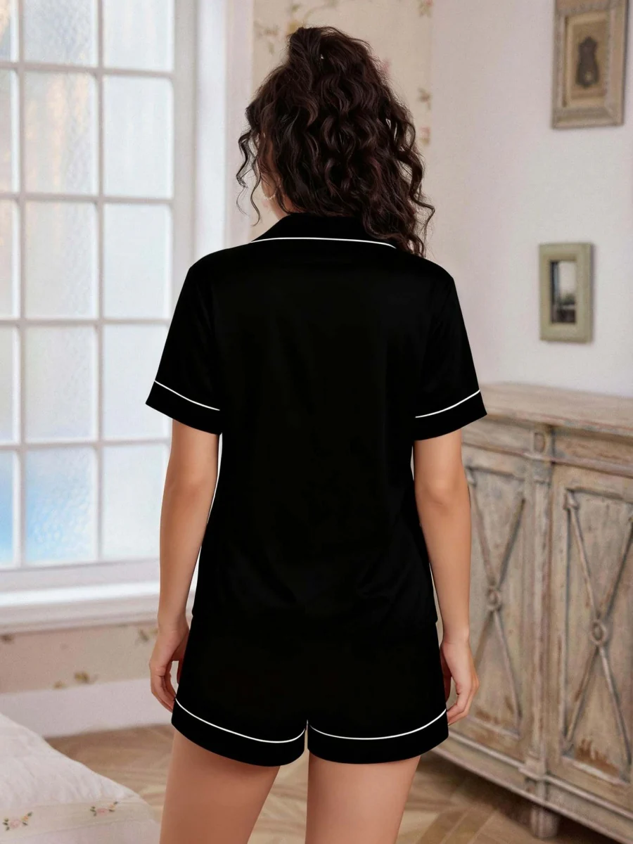 Cardigan Short-sleeved Shirt And Shorts Set That Can Be Worn As Loungewear - Image 6