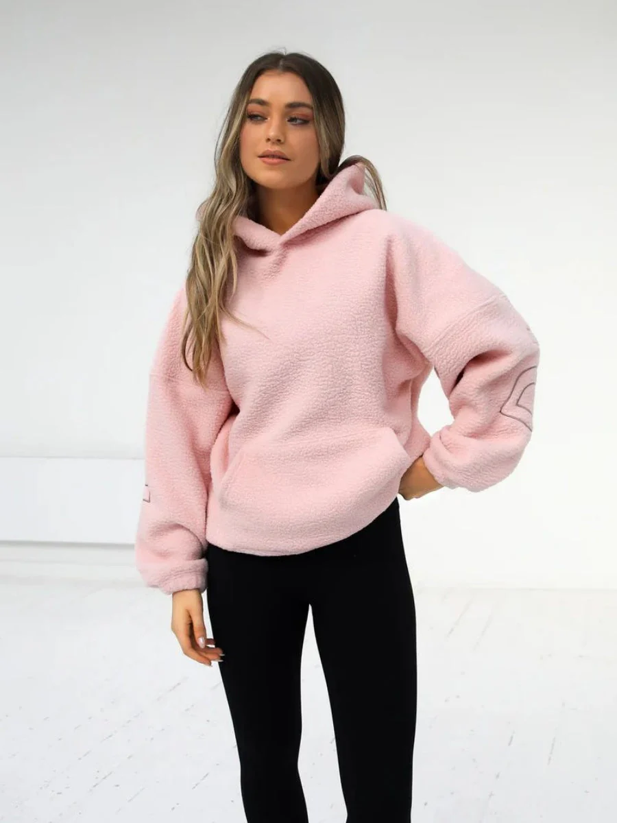 Fleece Letter Embroidery Thick Hooded Sweatshirt - Image 13