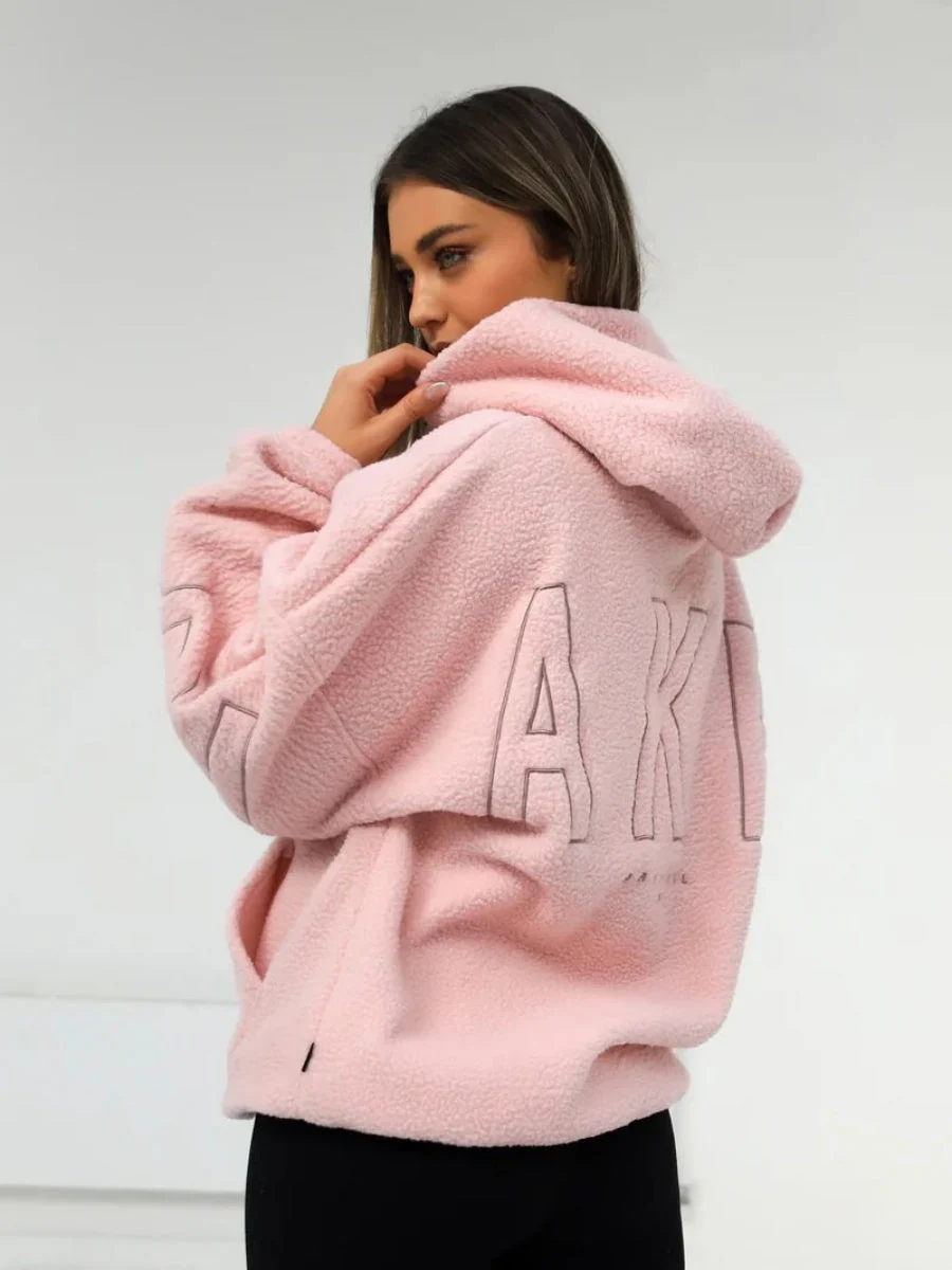 Fleece Letter Embroidery Thick Hooded Sweatshirt - Image 14
