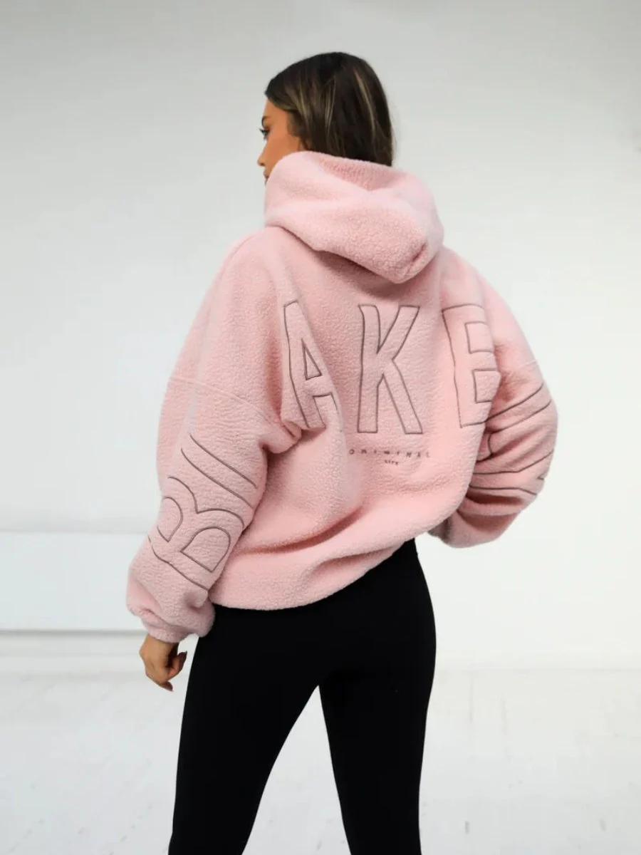 Fleece Letter Embroidery Thick Hooded Sweatshirt - Image 15