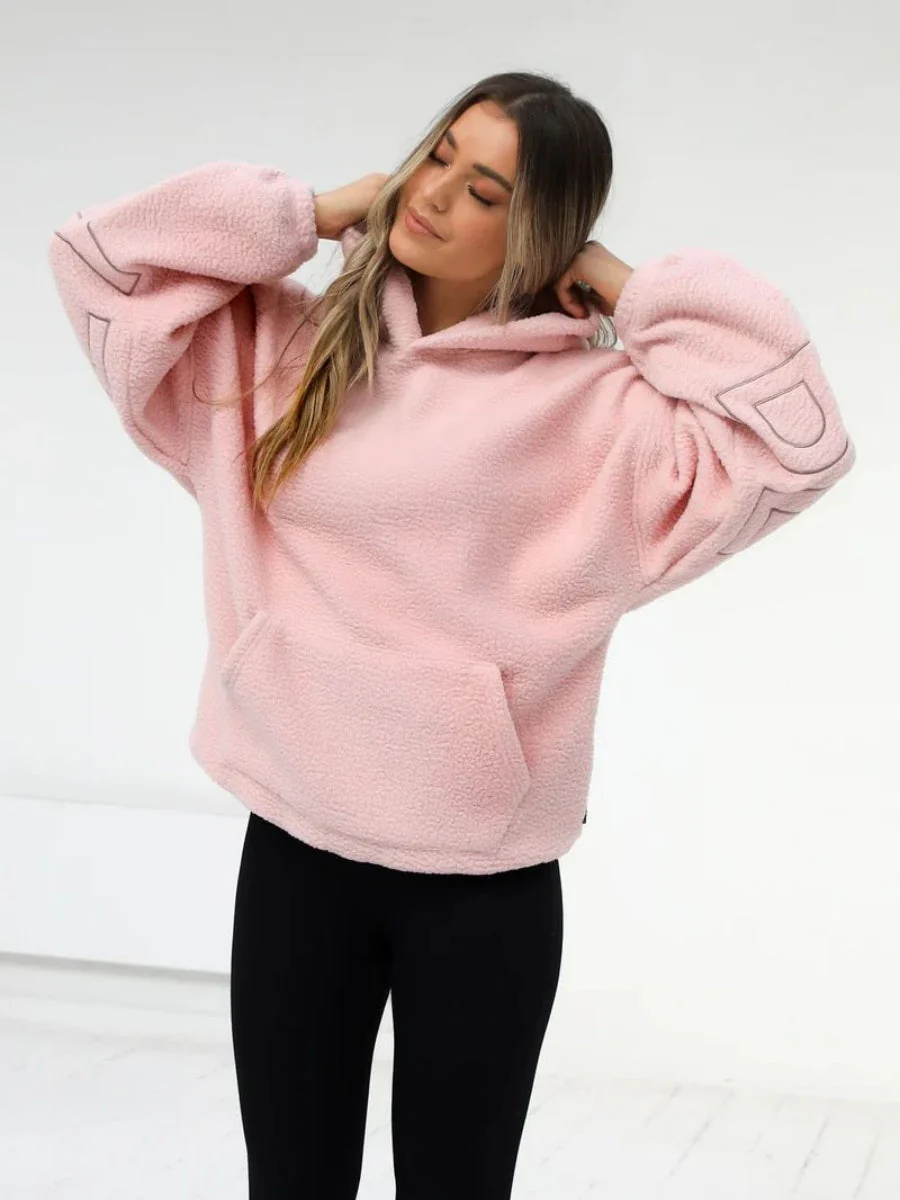 Fleece Letter Embroidery Thick Hooded Sweatshirt - Image 16