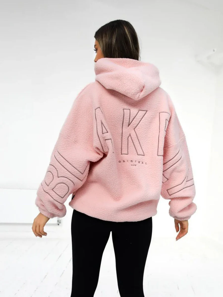 Fleece Letter Embroidery Thick Hooded Sweatshirt - Image 17