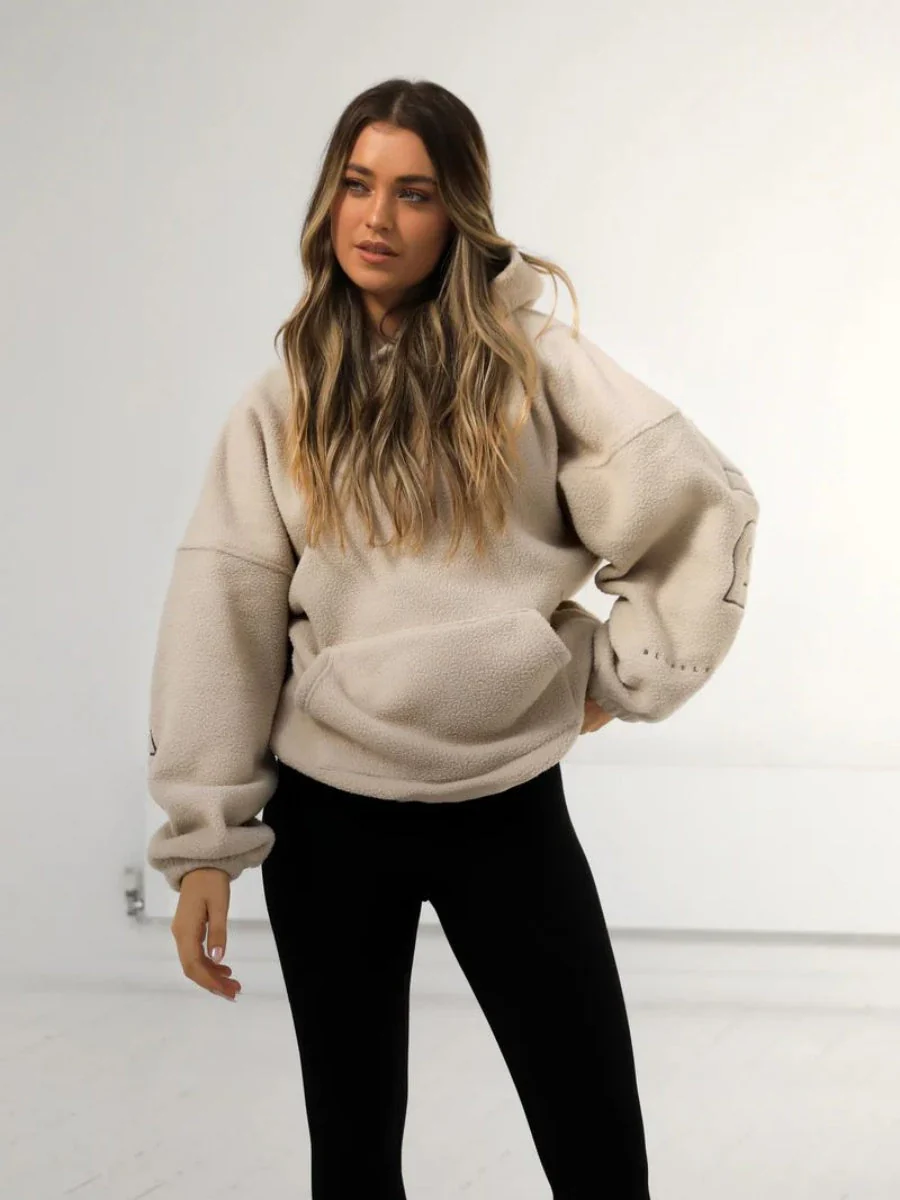 Fleece Letter Embroidery Thick Hooded Sweatshirt - Image 22