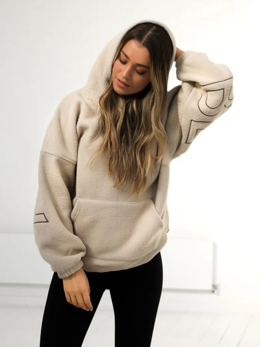 Fleece Letter Embroidery Thick Hooded Sweatshirt - Image 23