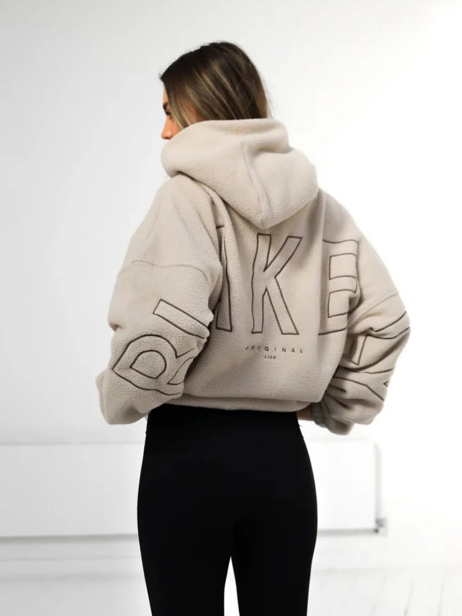 Fleece Letter Embroidery Thick Hooded Sweatshirt - Image 24