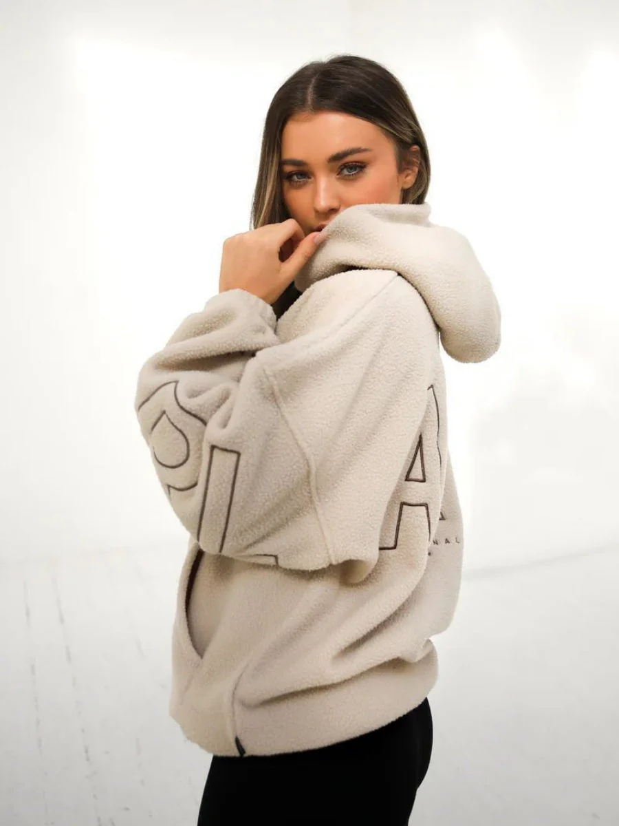 Fleece Letter Embroidery Thick Hooded Sweatshirt - Image 26