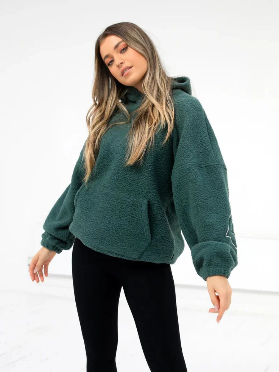Fleece Letter Embroidery Thick Hooded Sweatshirt - Image 3