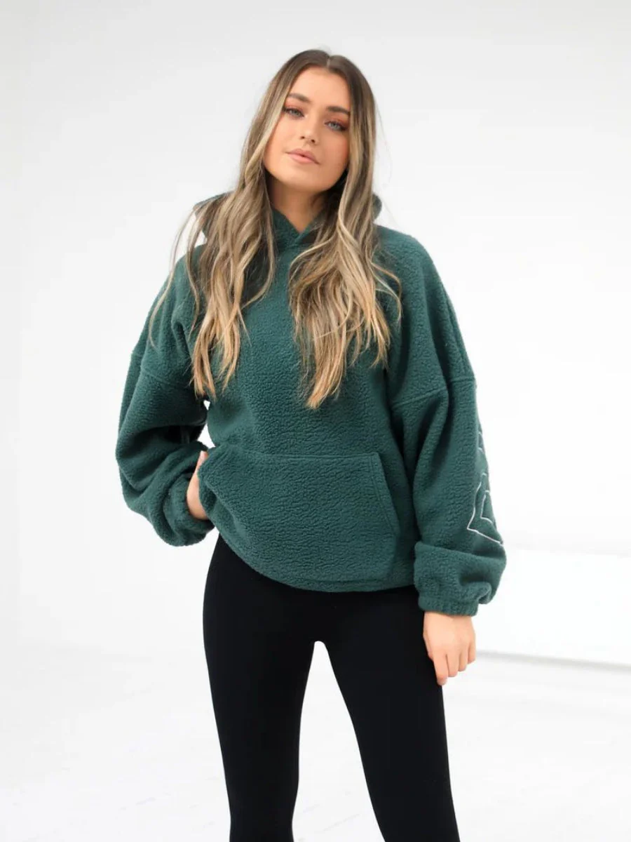 Fleece Letter Embroidery Thick Hooded Sweatshirt - Image 4