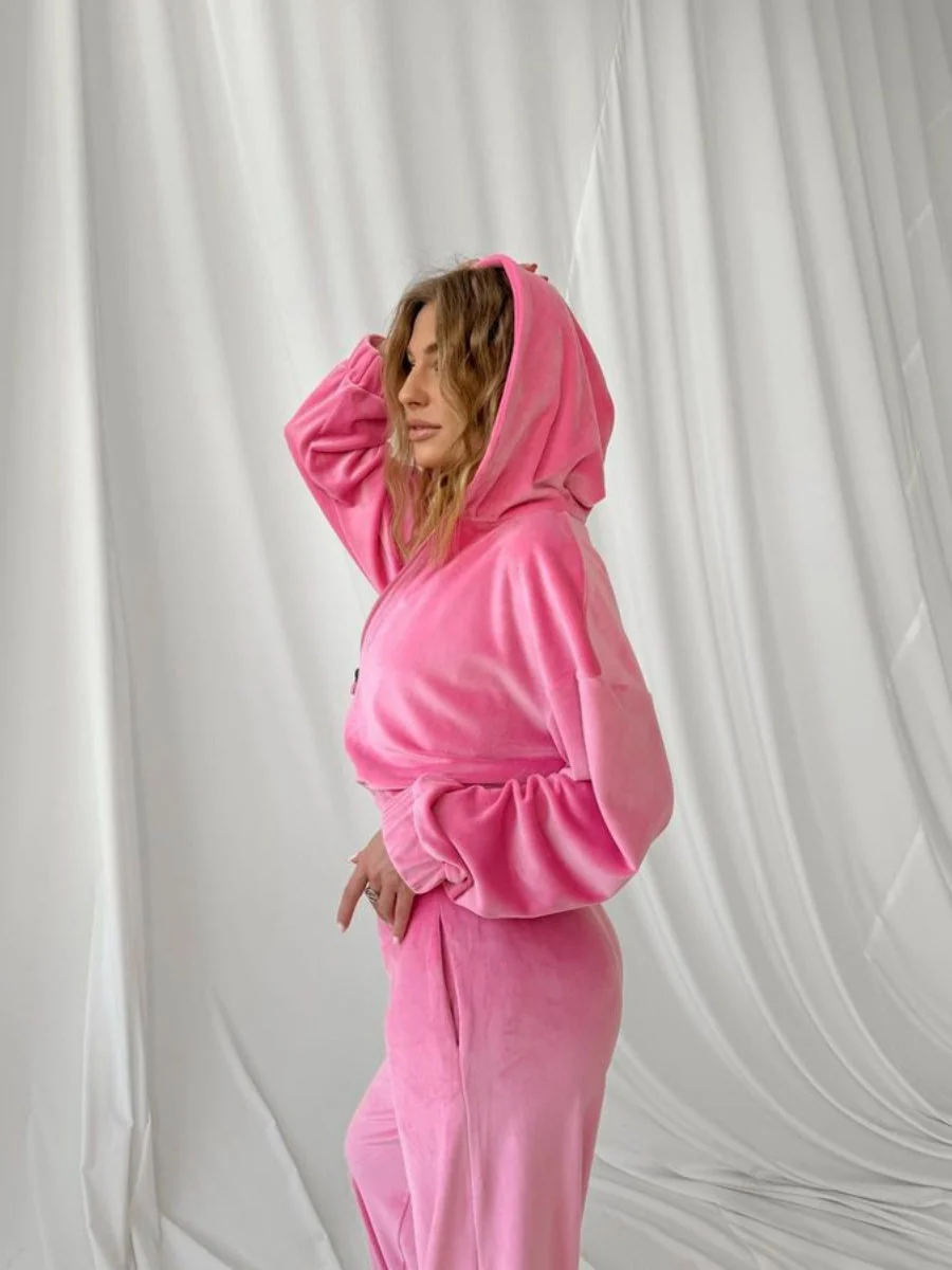 Liber Autumn women's clothing zipper Hooded long-sleeved cardigan two-piece set - Image 12