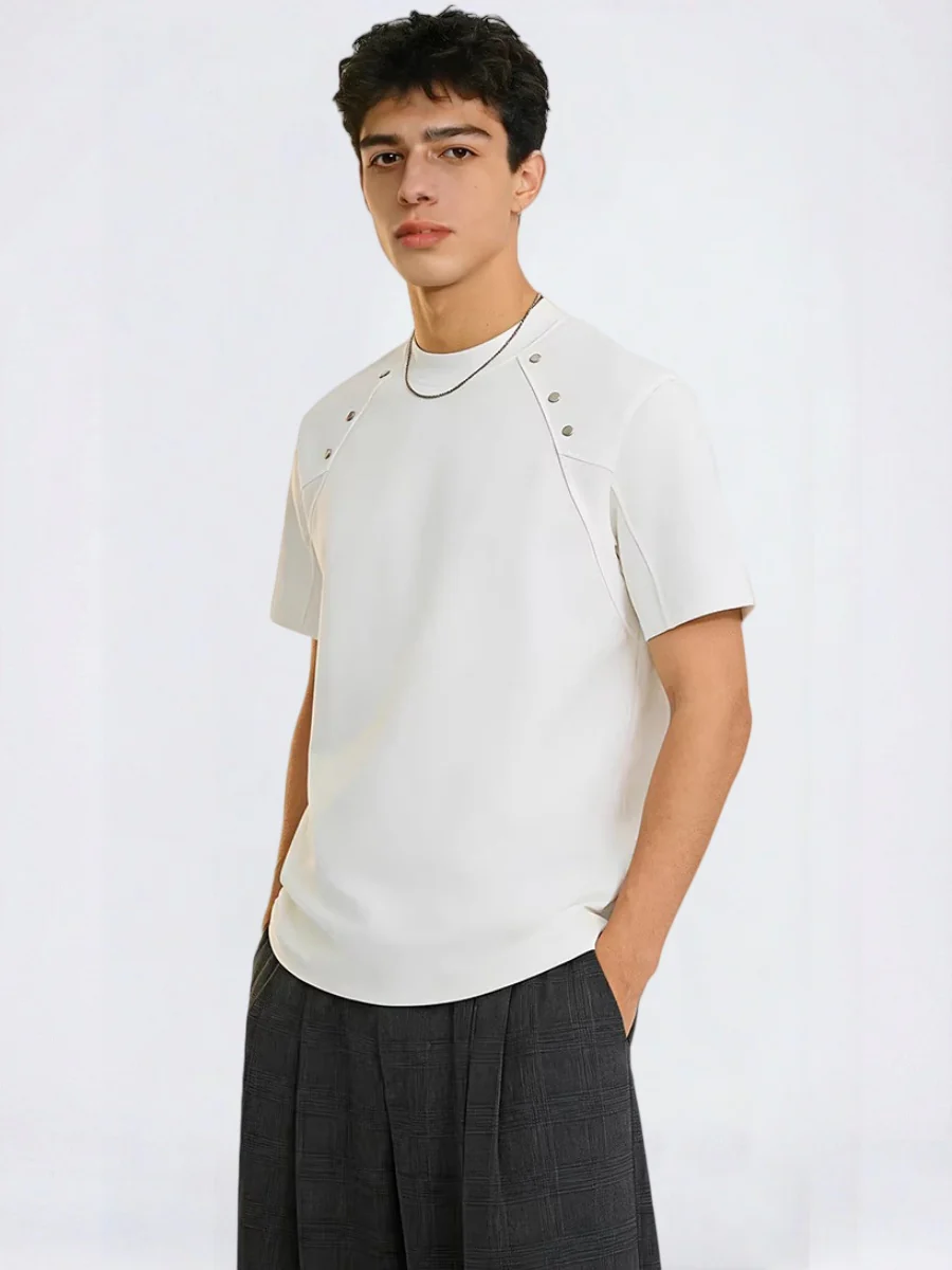 Cleanfit Metal Buckle Solid Color T-shirts