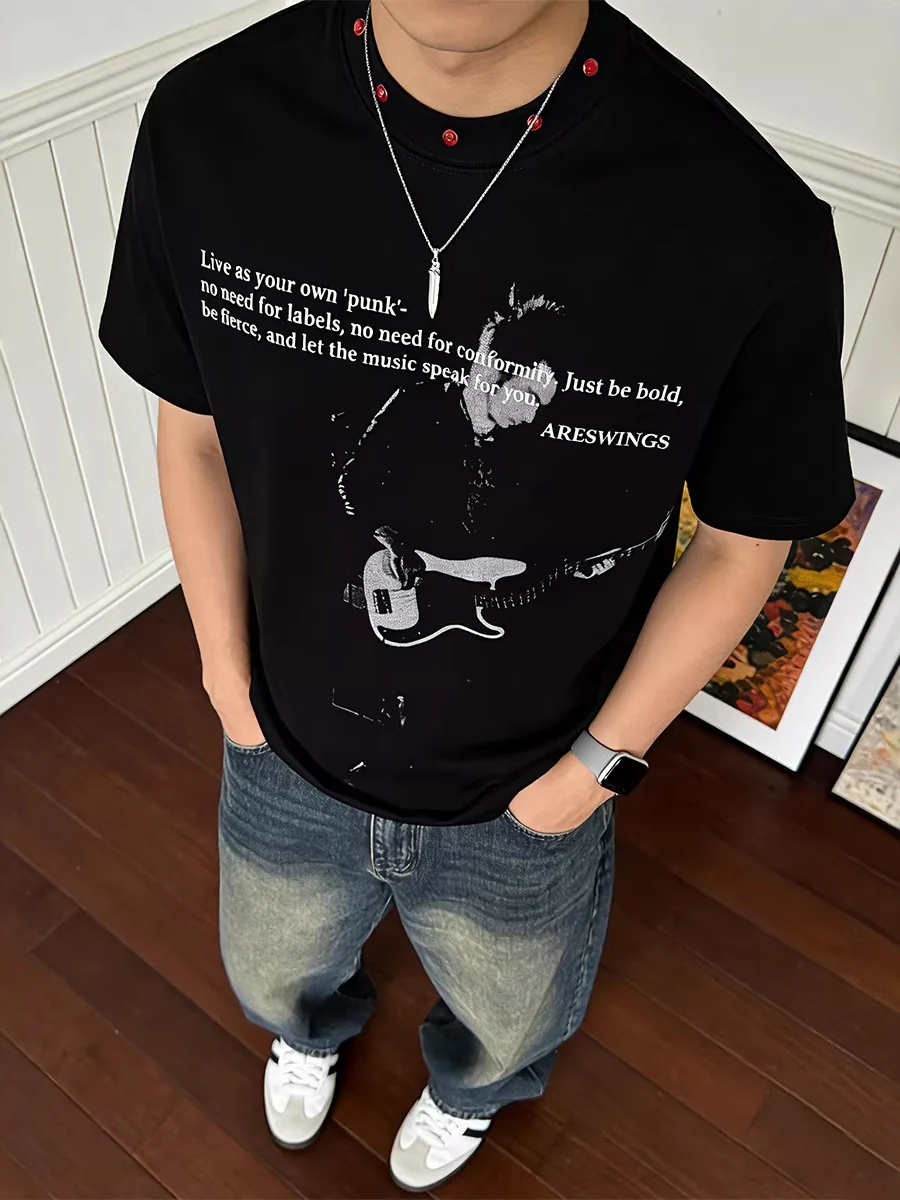 Quick-drying Rock Studs Printed T-shirt - Image 2