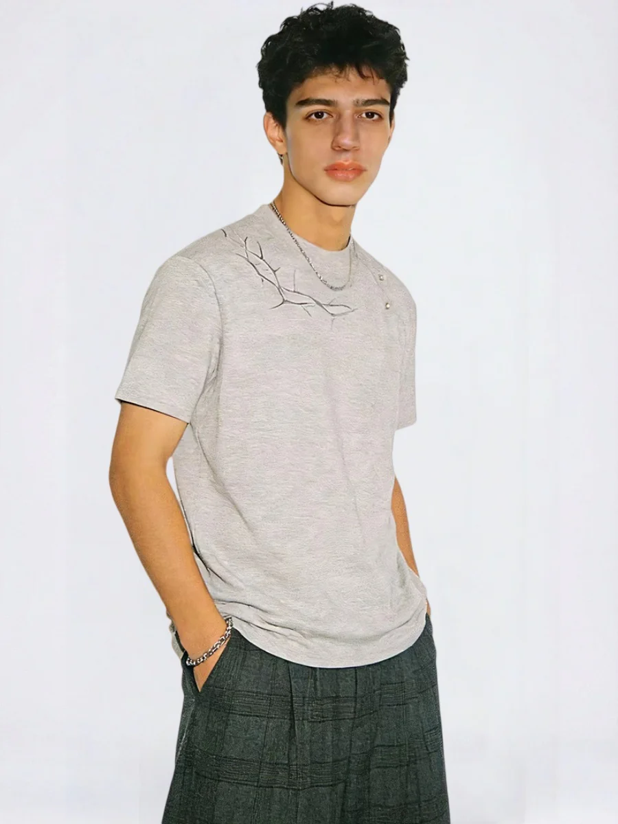 Cleanfit Lightning Dark Pattern Embroidery T-shirts