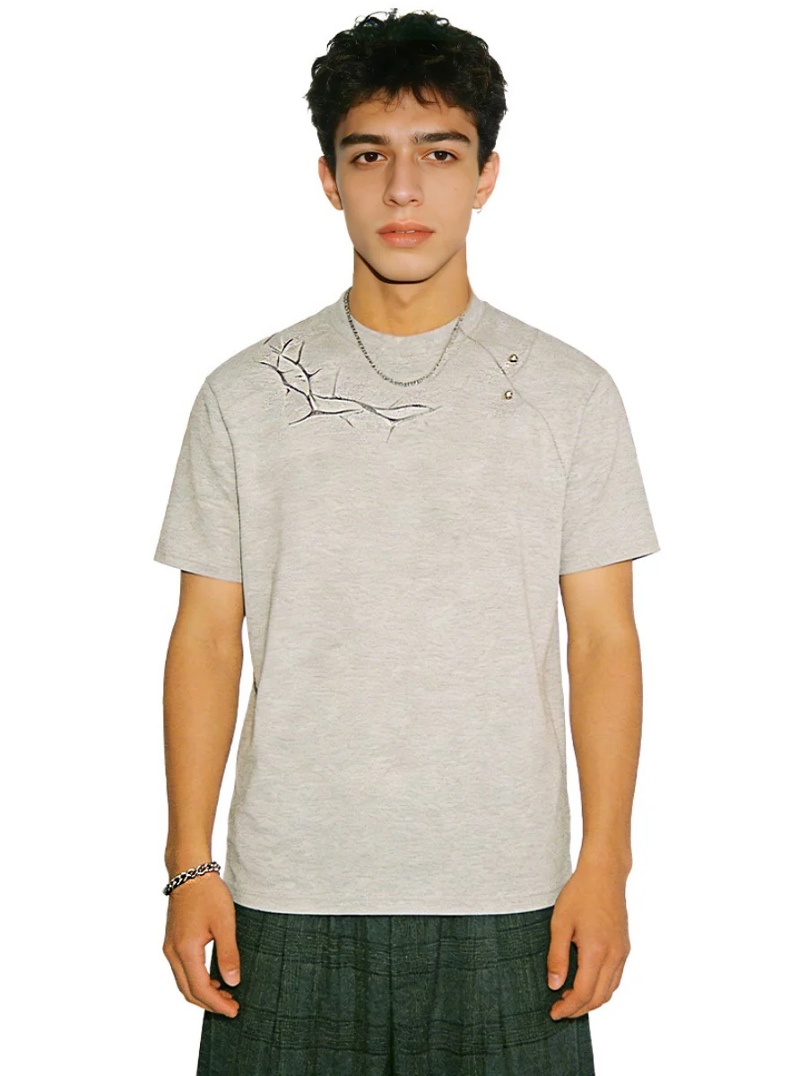 Cleanfit Lightning Dark Pattern Embroidery T-shirts - Image 2