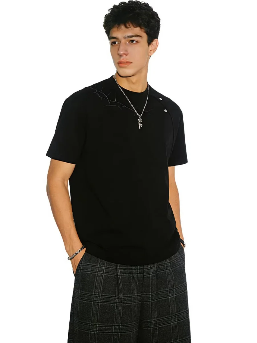 Cleanfit Lightning Dark Pattern Embroidery T-shirts - Image 3