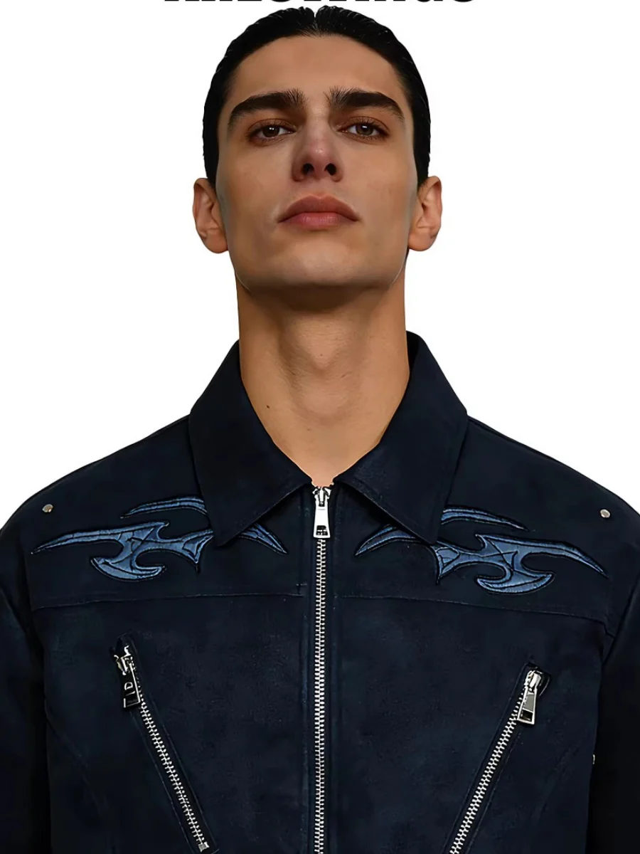 Pu Lightning Embroidery Water Proof Loose-fit Jackets - Image 2