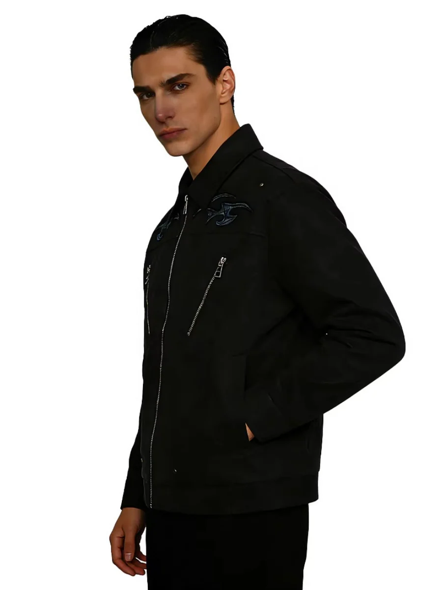 Pu Lightning Embroidery Water Proof Loose-fit Jackets - Image 4