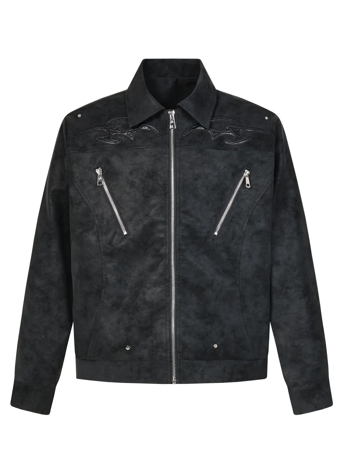 Pu Lightning Embroidery Water Proof Loose-fit Jackets - Image 6