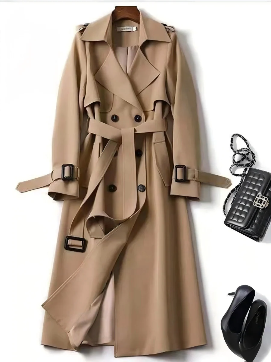 Belt Buttons Long Trench Coats - Image 2