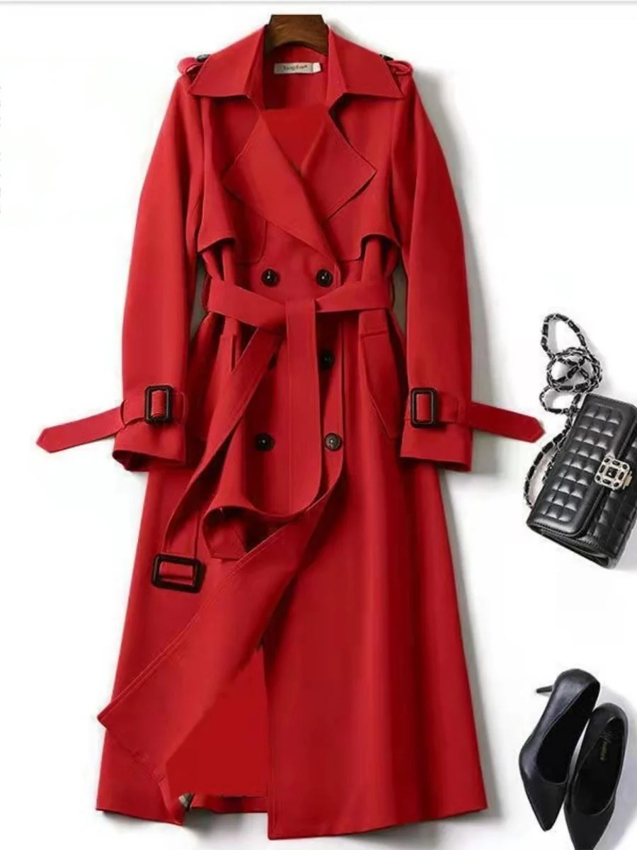 Belt Buttons Long Trench Coats - Image 5