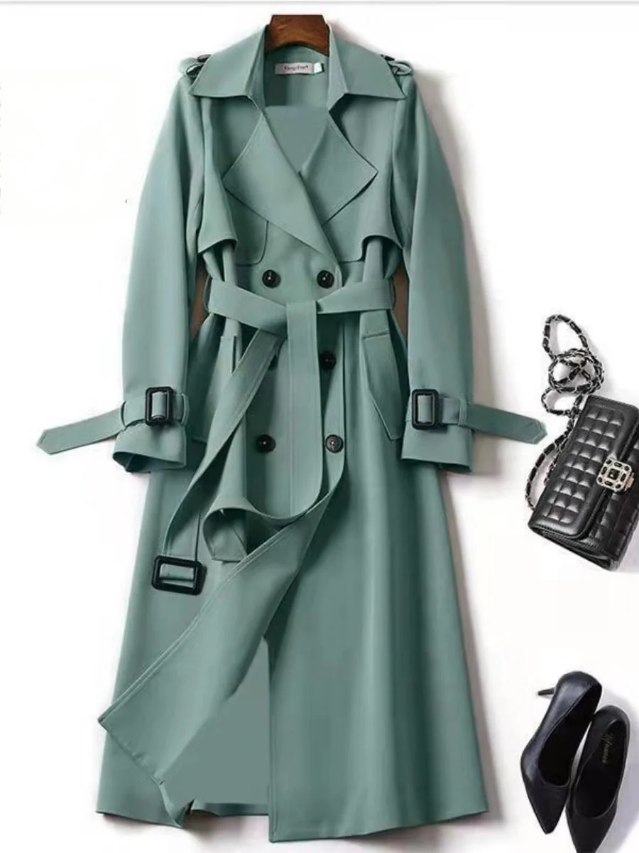 Belt Buttons Long Trench Coats - Image 6