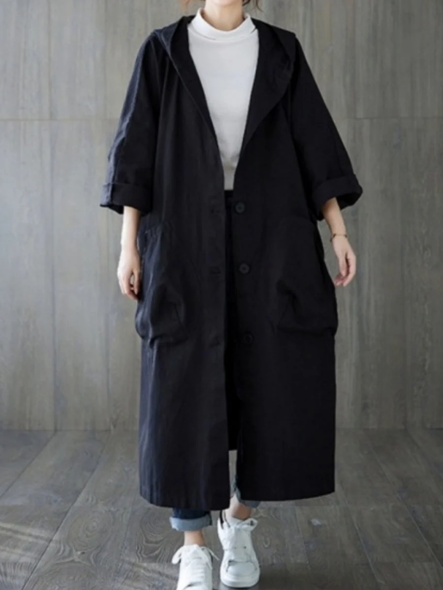 Oversized Hooded Trench Coat - Image 2