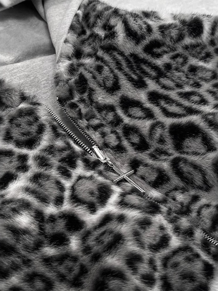 Reversible Leopard Print Lightweight Fleece Hoodie Jacket - Image 4