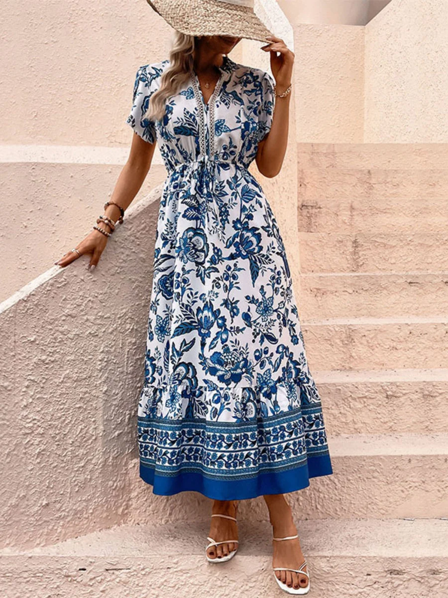 Trim Printed Maxi Dresses - Image 3