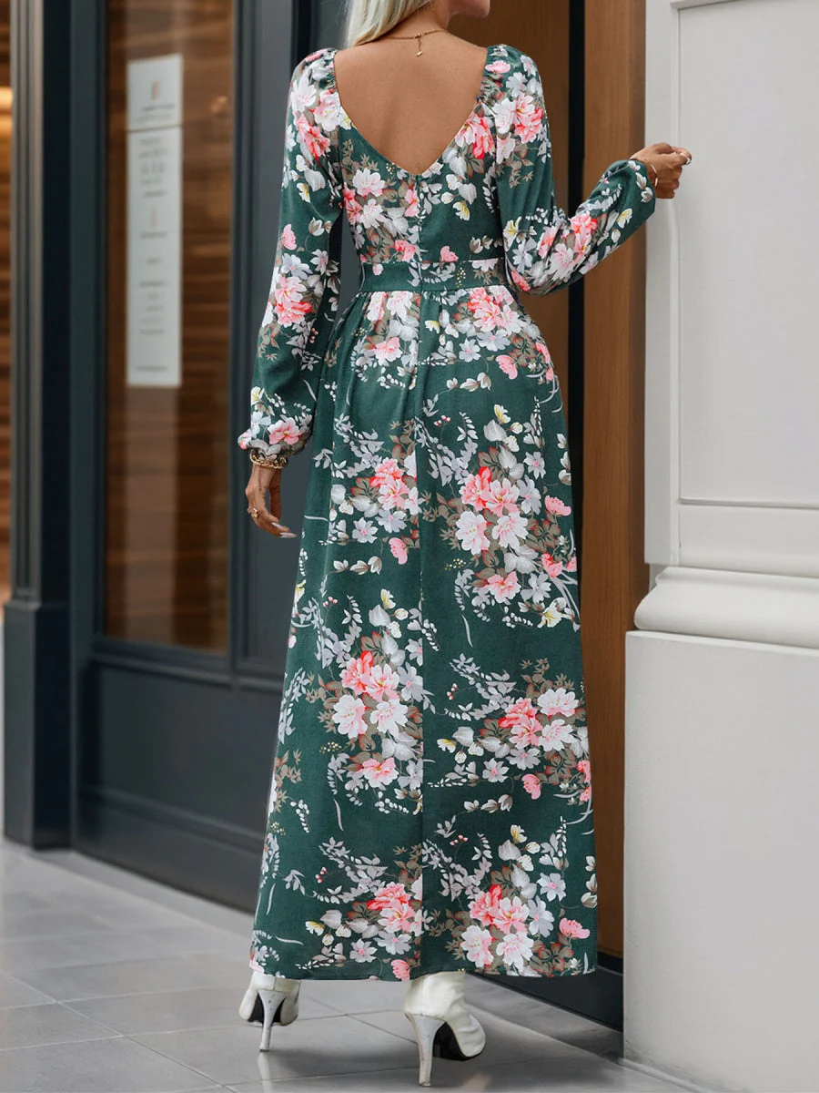 Slit Flowers Maxi Dresses - Image 10
