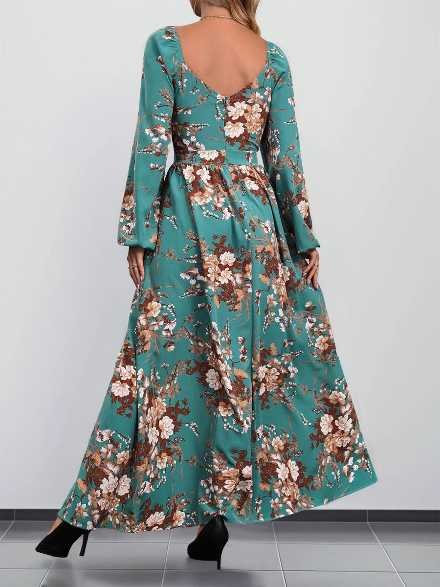 Slit Flowers Maxi Dresses - Image 15