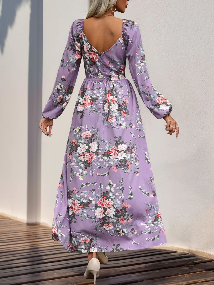 Slit Flowers Maxi Dresses - Image 19