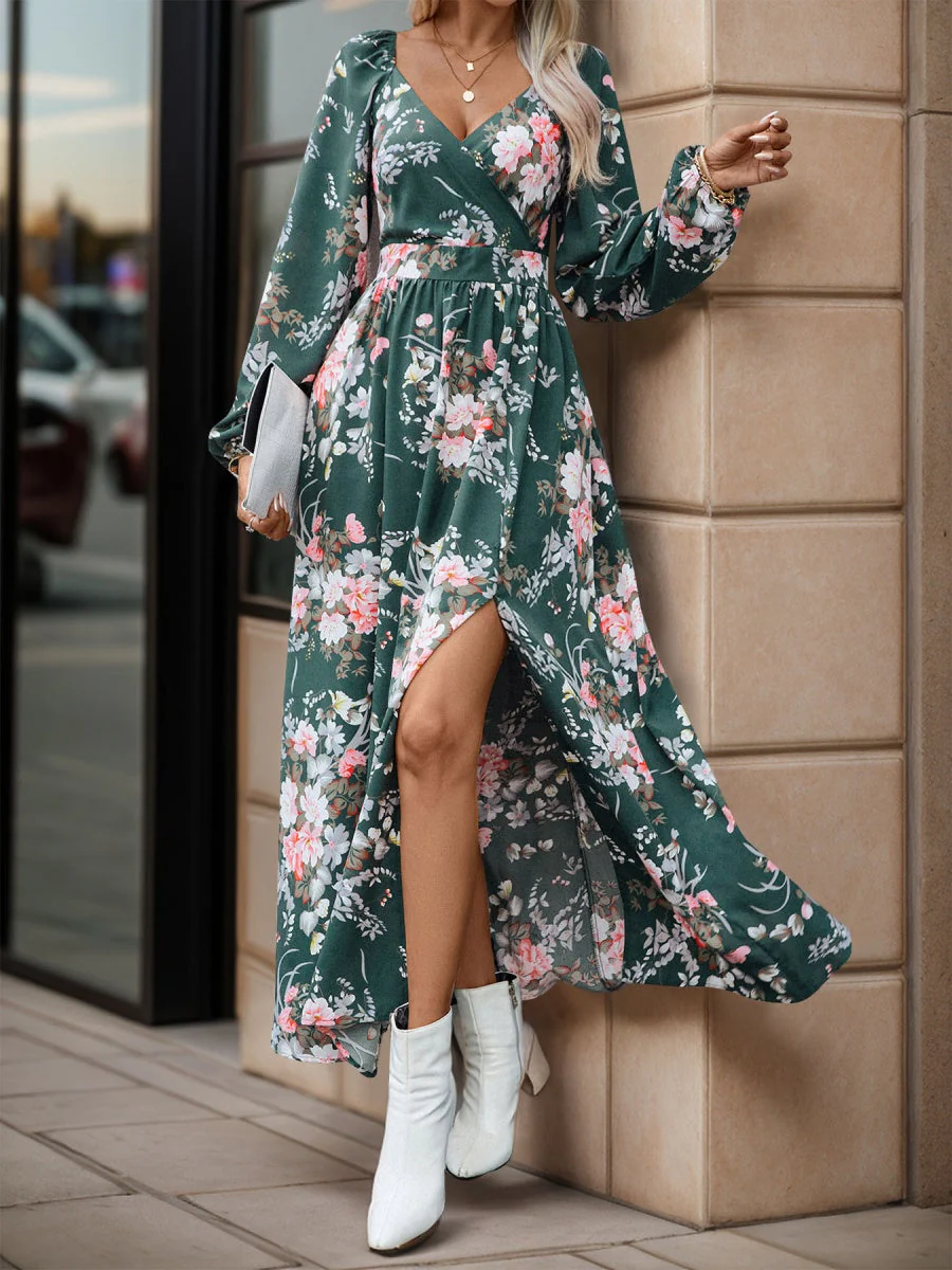 Slit Flowers Maxi Dresses - Image 7
