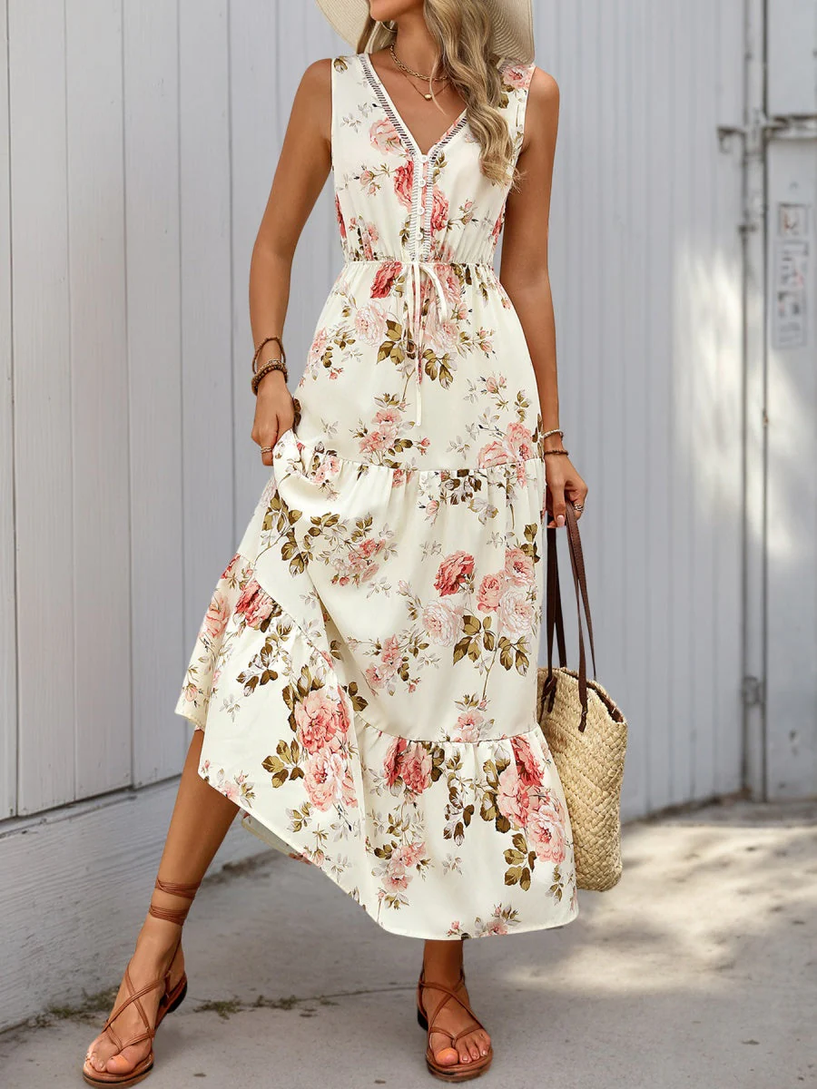 Trim Printed Maxi Dresses - Image 4