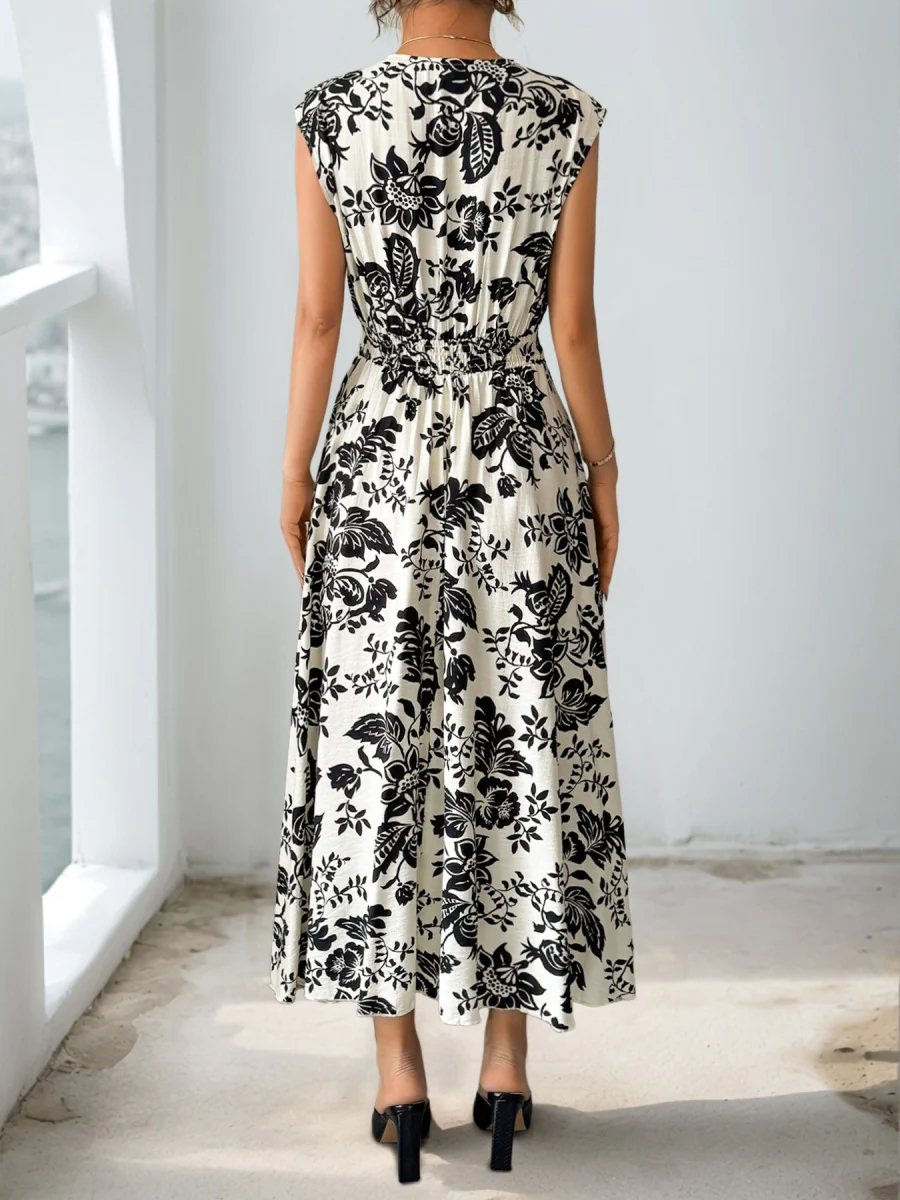 Printed V-neck Vacation Leisure Maxi Dresses - Image 6