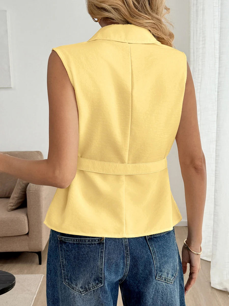 Sleeveless Lapel Vests Shirts Chiffon Blouse - Image 3