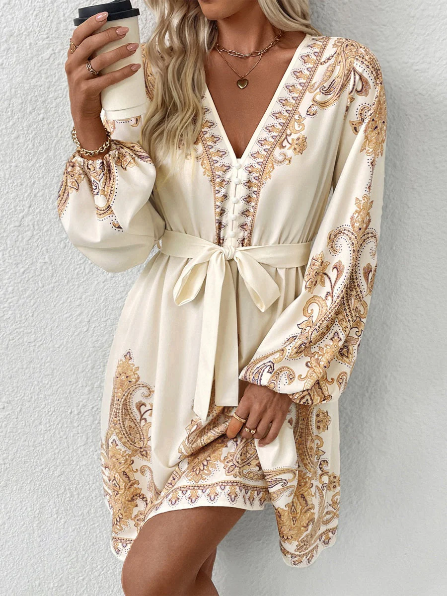 Printed Long Sleeve Mini&Short Dresses - Image 2