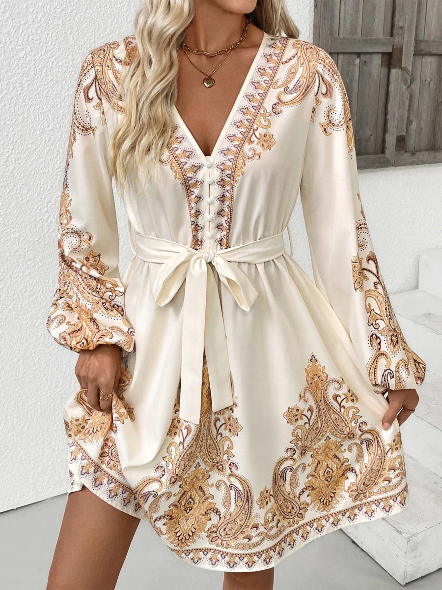 Printed Long Sleeve Mini&Short Dresses - Image 5