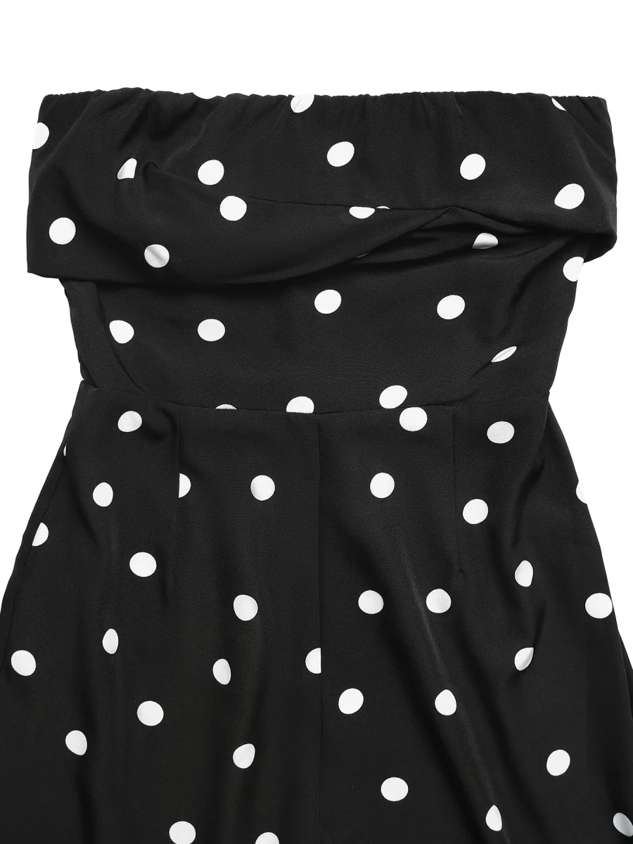 Retro Polka Dots High-waisted Wide-leg Pants Vacation Jumpsuits - Image 19