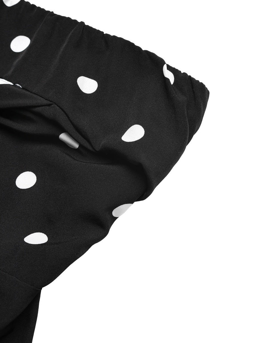 Retro Polka Dots High-waisted Wide-leg Pants Vacation Jumpsuits - Image 20