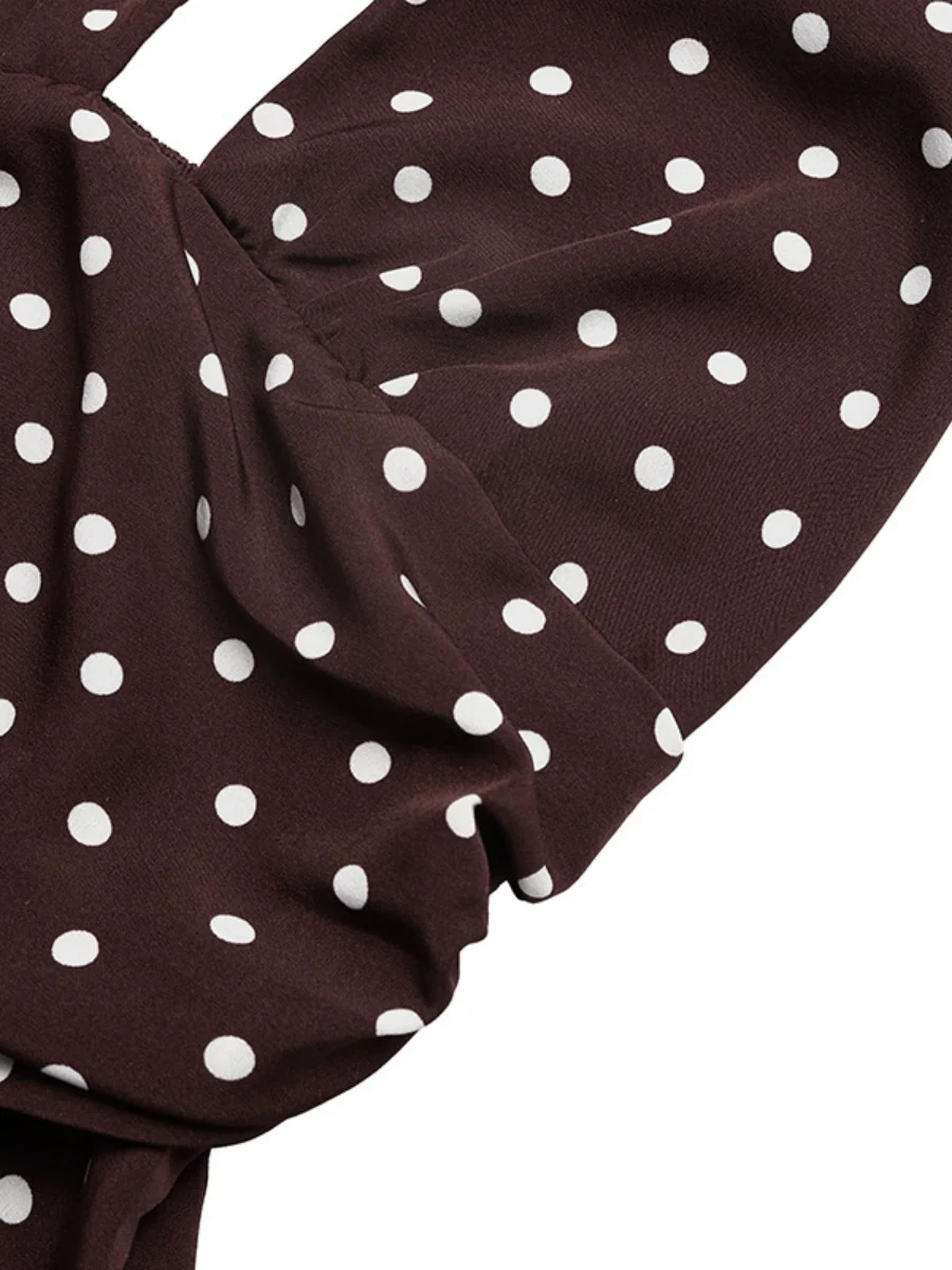 Halter V-neck Polka Dots Vacation Retro Maxi Dresses - Image 30
