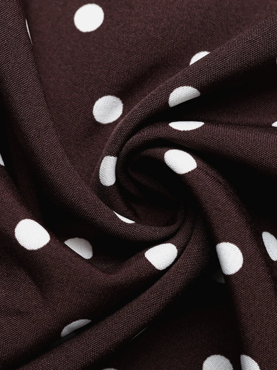 Halter V-neck Polka Dots Vacation Retro Maxi Dresses - Image 32