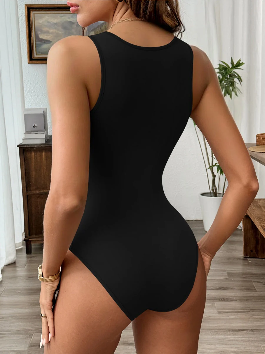 Deep V Draped Collar Halter Bodysuits - Image 12