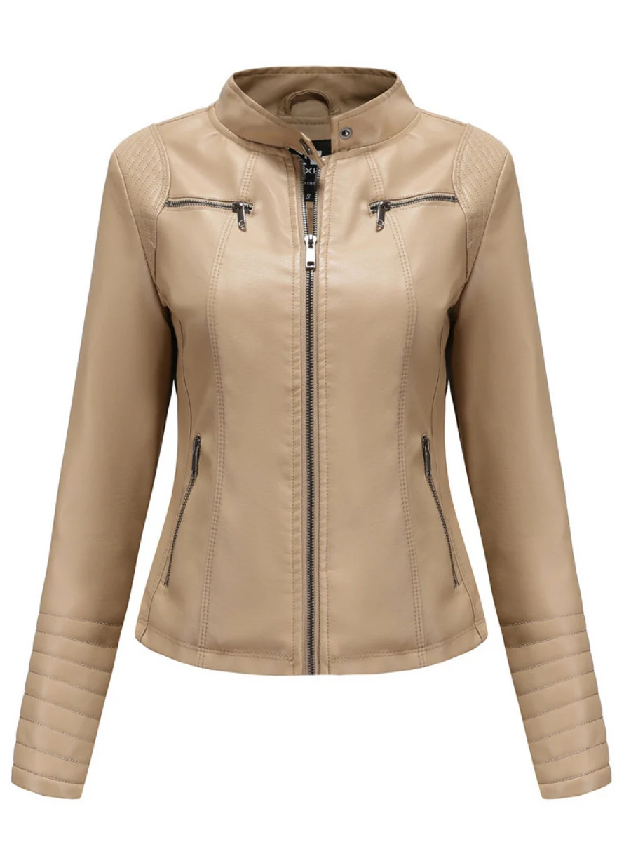 Street Cool Thin Three-dimensional Decoration Leather Jacket - Image 10