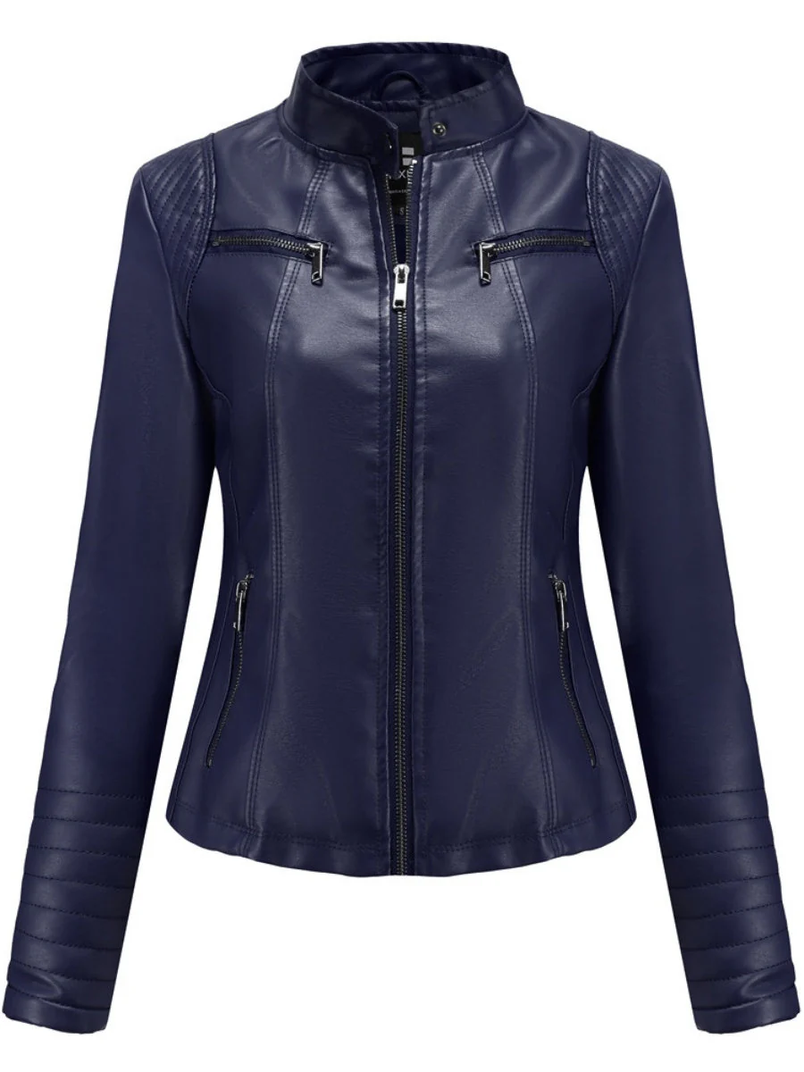 Street Cool Thin Three-dimensional Decoration Leather Jacket - Image 11