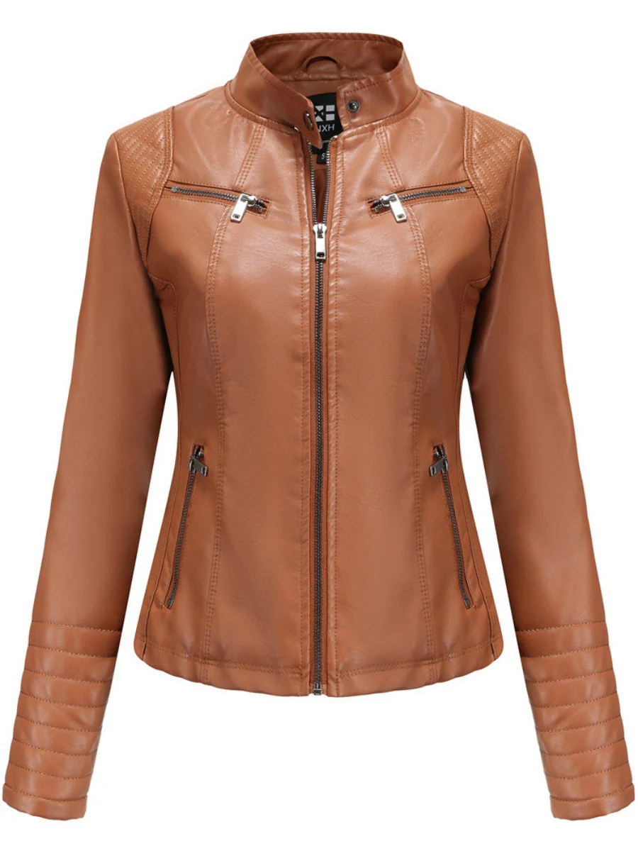 Street Cool Thin Three-dimensional Decoration Leather Jacket - Image 13