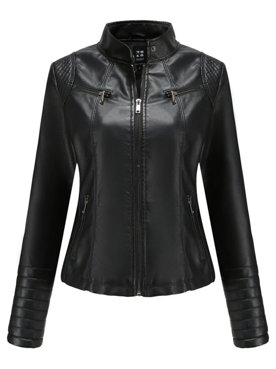 Street Cool Thin Three-dimensional Decoration Leather Jacket - Image 2