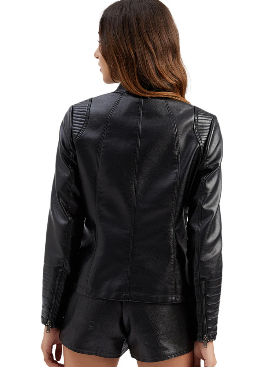 Street Cool Thin Three-dimensional Decoration Leather Jacket - Image 4